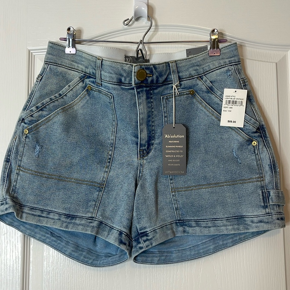 Wit & Wisdom Absolution Luxe Touch High Rise Denim Utility Shorts 14W